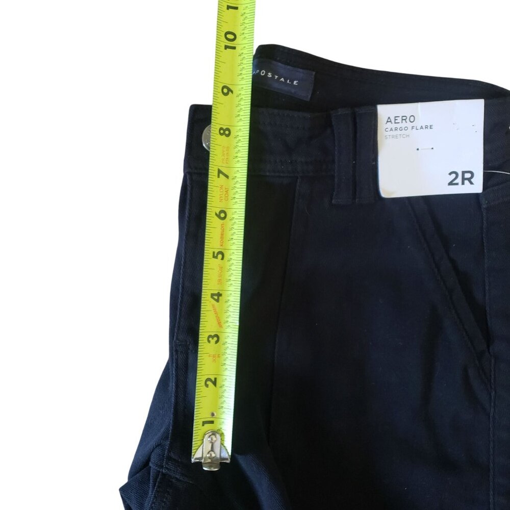 NWT Aeropostale Black Cargo Flare Pants Womens 2R Stretch Casual Streetwear - Picture 5 of 8